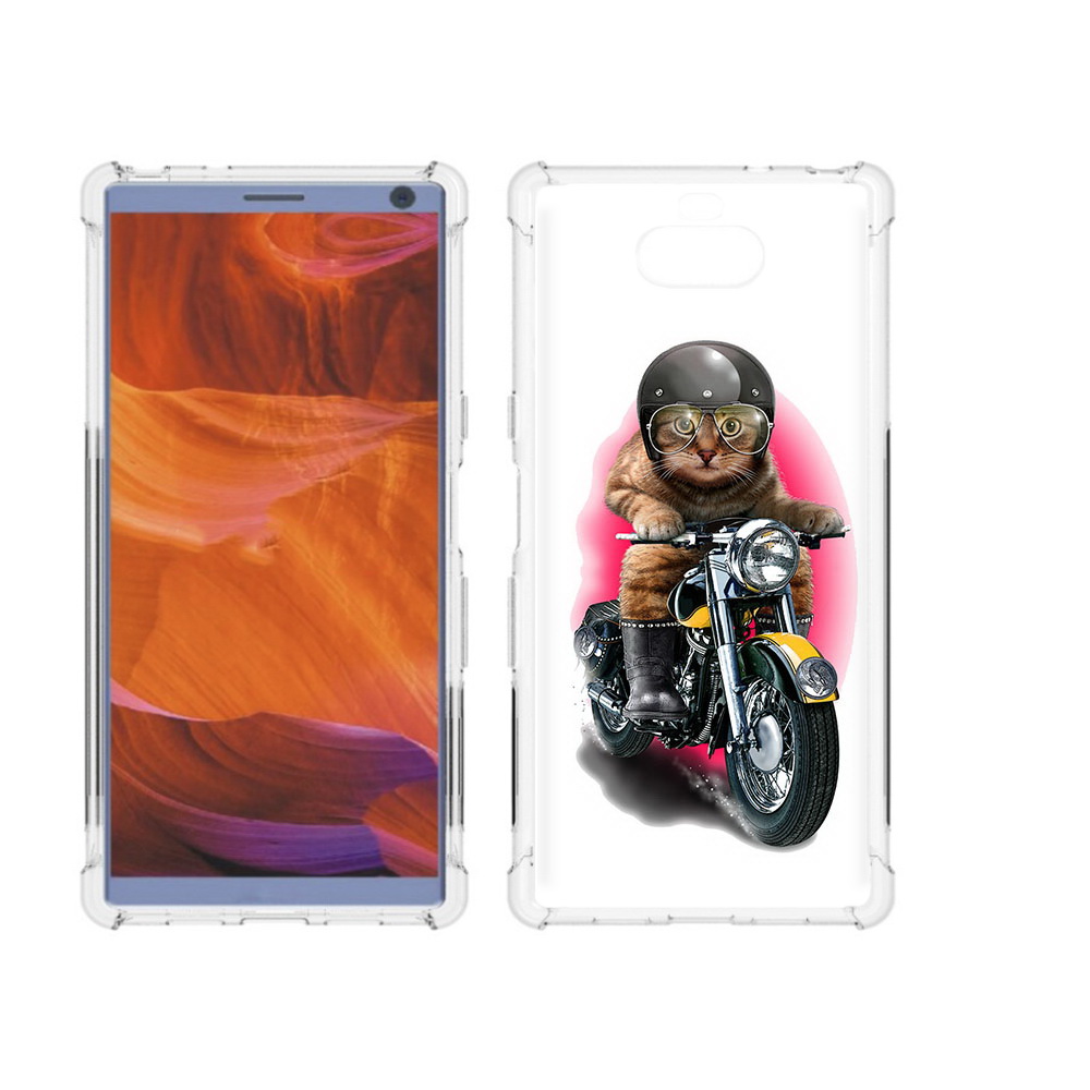 

Чехол MyPads Tocco для Sony Xperia 10 Plus мото-кот, Прозрачный, Tocco