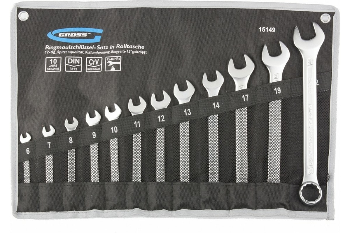 Набор комбинированных ключей 6-22 мм GROSS 12 шт. 15149