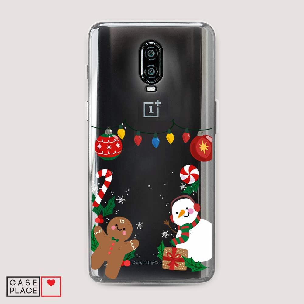 

Чехол на Oneplus 6T "Новогоднее настроение", Коричневый;красный;зеленый, 150650-5