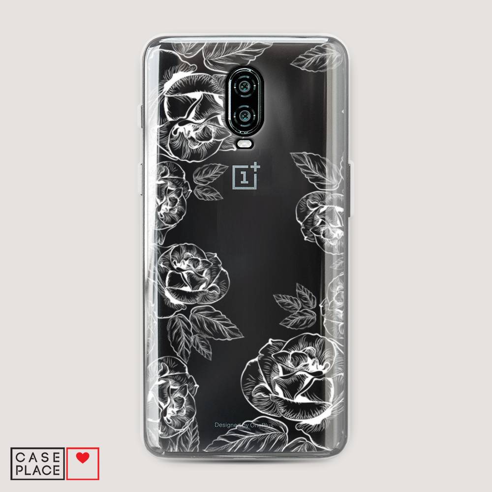

Чехол на Oneplus 6T "Розы графика", Черный;серый, 150650-2