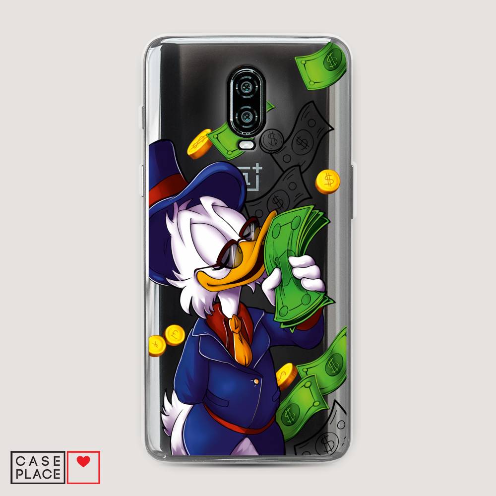 

Чехол на Oneplus 6T "Scrooge McDuck with Money", Синий;зеленый;белый, 150650-6