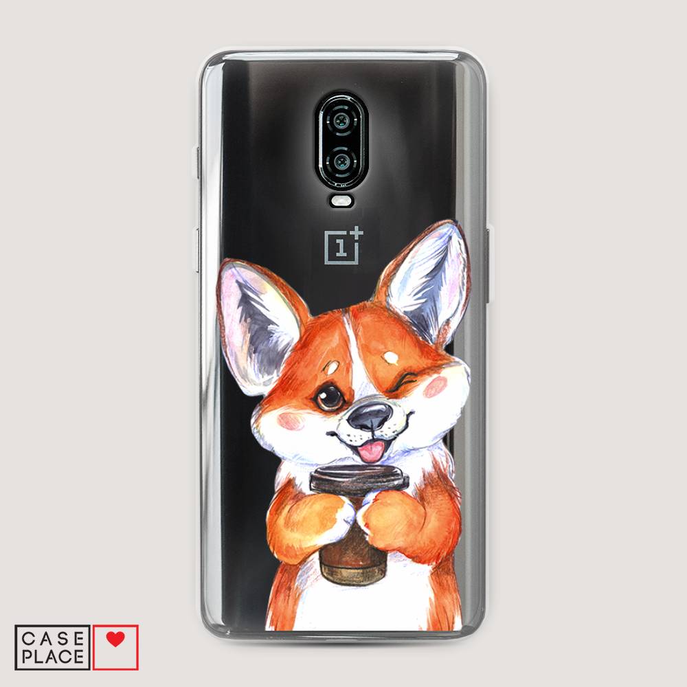 

Чехол на Oneplus 6T "Корги с кофе", Оранжевый;белый, 150650-4