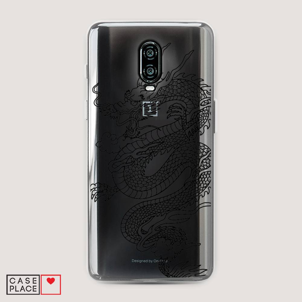 

Чехол на Oneplus 6T "Большой китайский дракон", Черный;серый, 150650-1