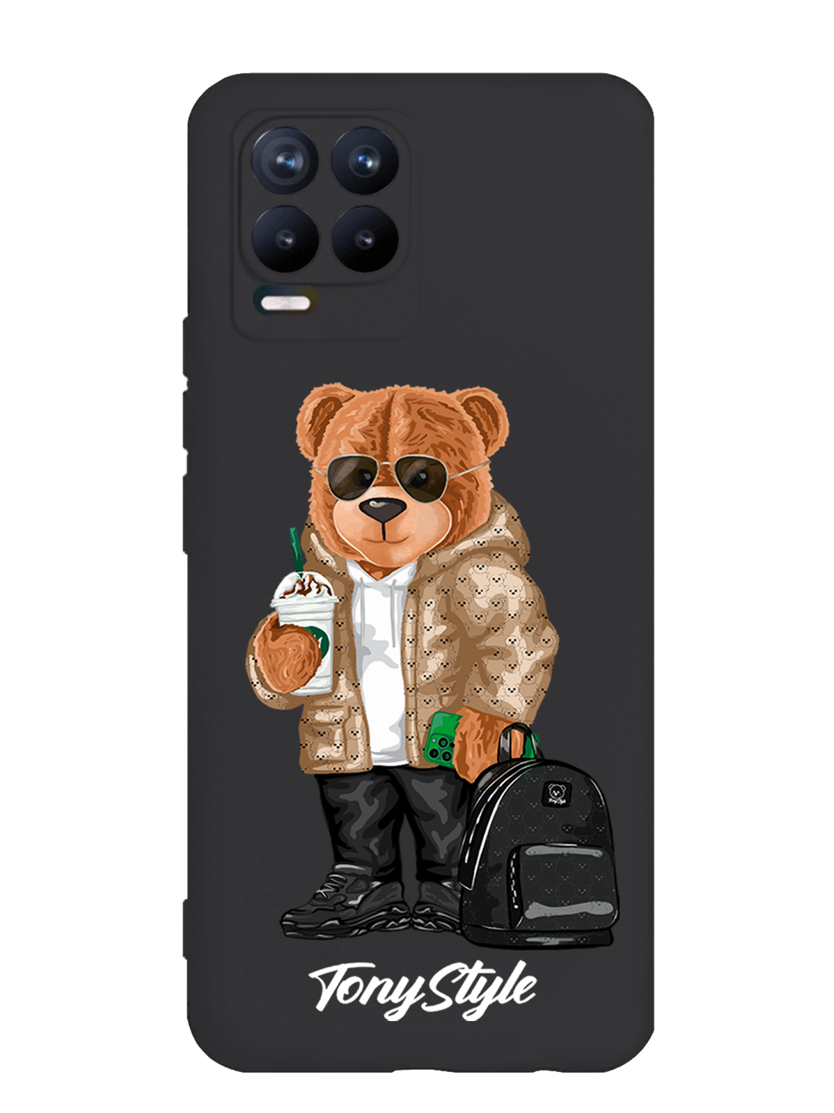 

Чехол Tony Style Realme 8 Tony Style в очках, Коричневый;черный;белый, Realme 8 Tony Style в очках