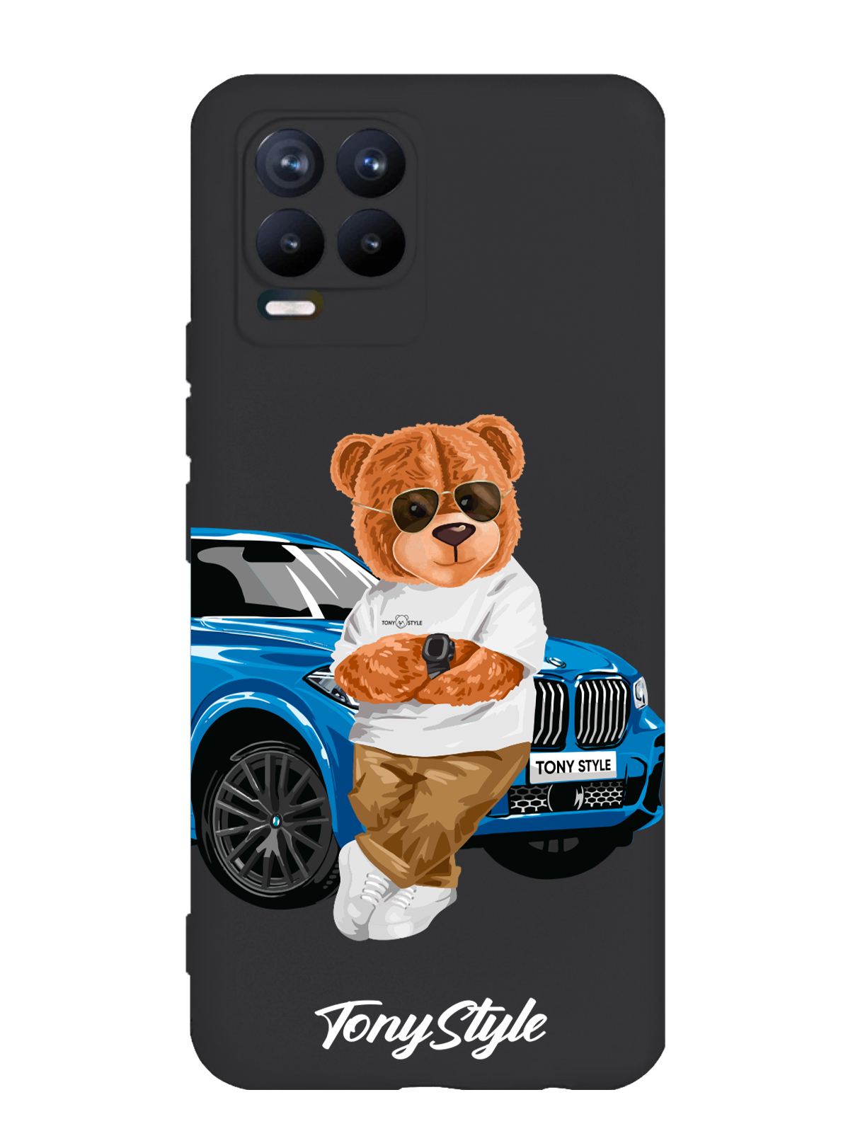 

Чехол Tony Style Realme 8 Tony Style с машиной, Голубой;коричневый;белый, Realme 8 Tony Style с машиной