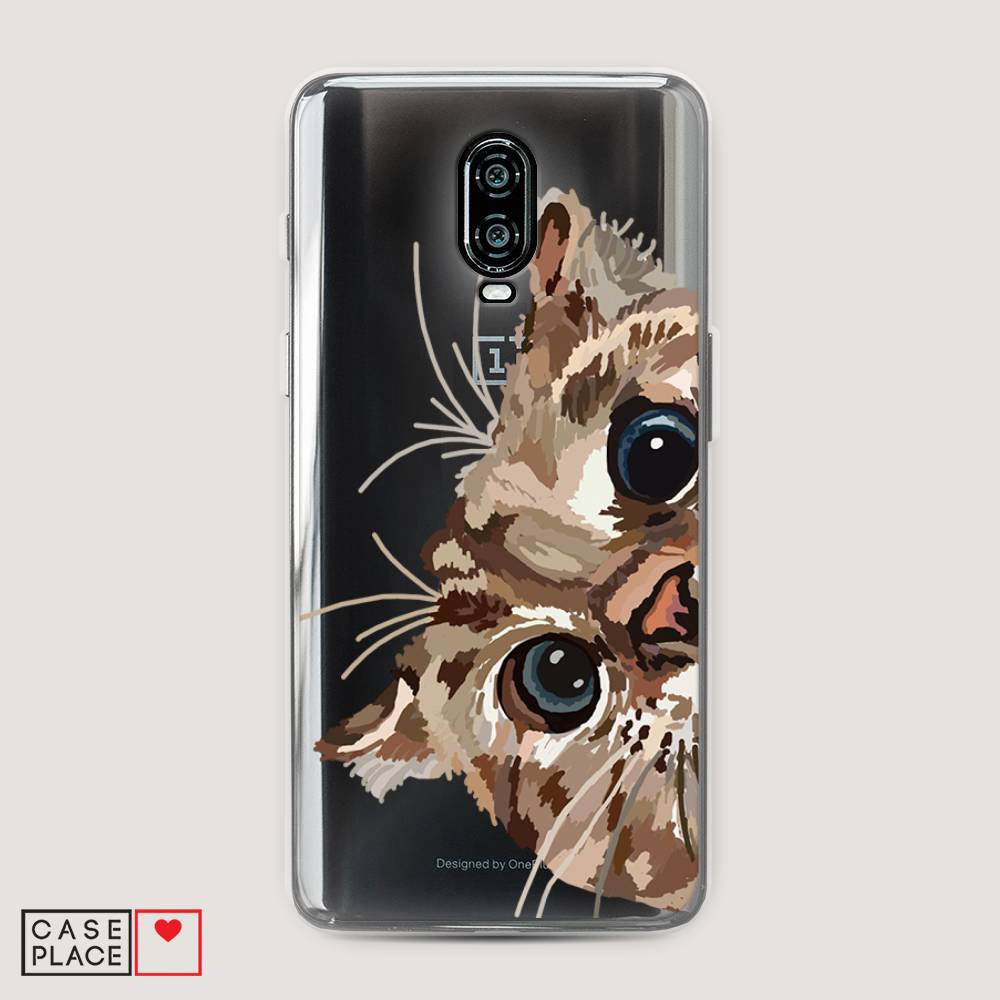 

Чехол на Oneplus 6T "Любопытный кот", Коричневый;синий;черный, 150650-1