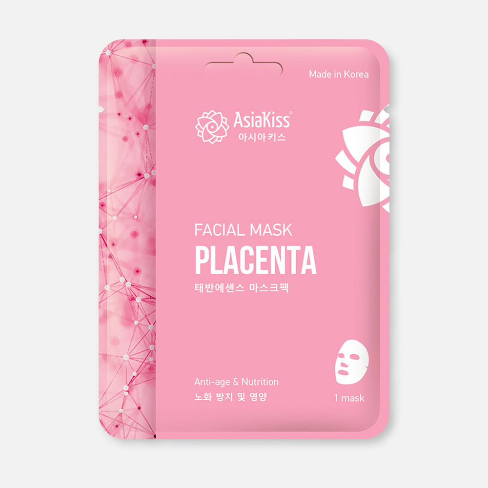 Маска для лица Asiakiss Placental Essence, c экстрактом плаценты, 22 мл