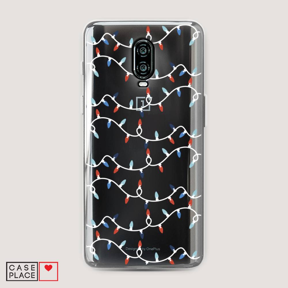 

Чехол на Oneplus 6T "Разноцветная гирлянда", Белый;красный;синий, 150650-5