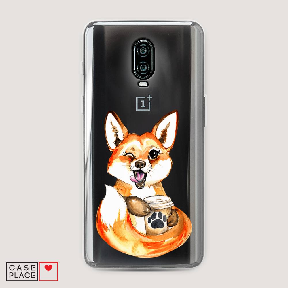 

Чехол на Oneplus 6T "Подмигивающая лиса с кофе", Оранжевый;белый;коричневый, 150650-4