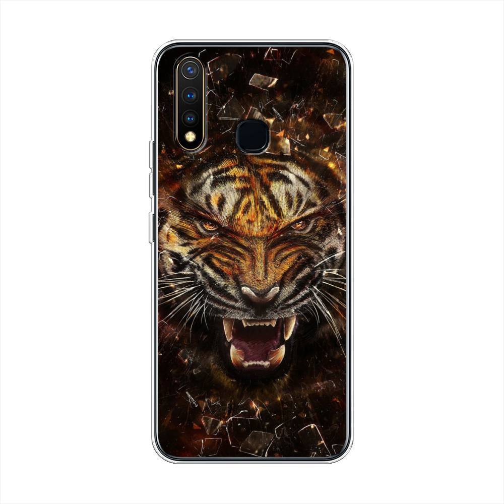 

Чехол для Vivo Y19 "Тигр осколки", Оранжевый;серый;черный, 261950-1