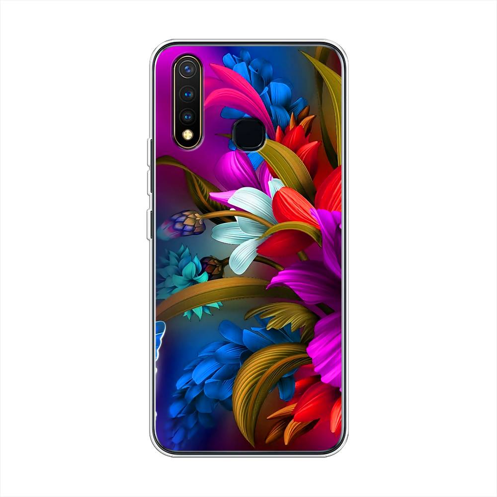 

Чехол для Vivo Y19 "Фантастические цветы", Фиолетовый;красный;синий, 261950-2