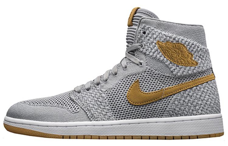 

Кеды унисекс Jordan Air Jordan 1 Retro High Flyknit Wolf Grey серые 43 EU, Серый, Air Jordan 1 Retro High Flyknit Wolf Grey