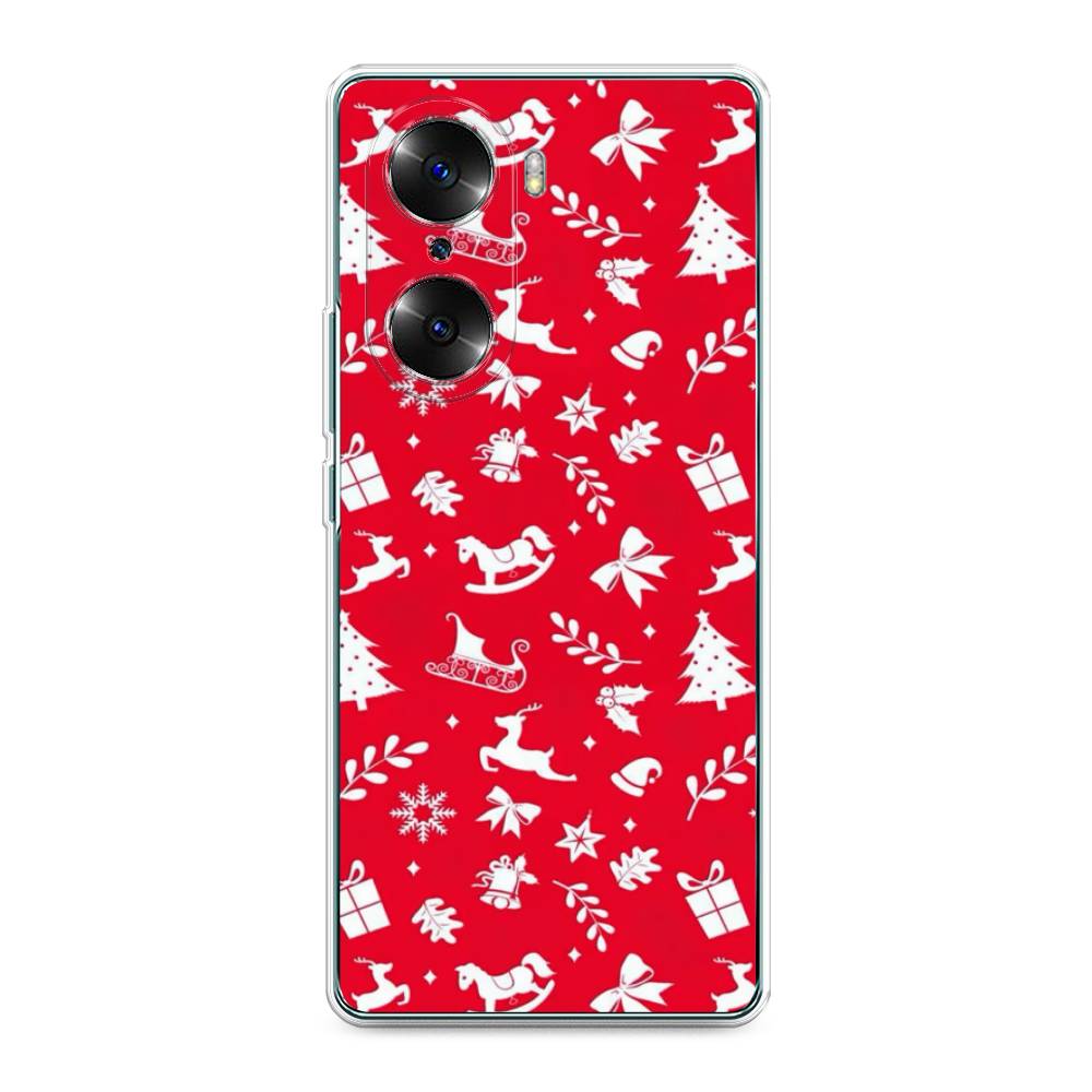 

Чехол на Honor 60 "Красный новогодний фон", Красный;белый, 6106650-5