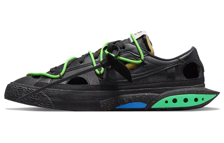 

Кеды унисекс Nike OFF-WHITE x Nike Blazer Low 77 Black and Electro Green черные 40.5 EU, Черный, OFF-WHITE x Nike Blazer Low 77 Black and Electro Green