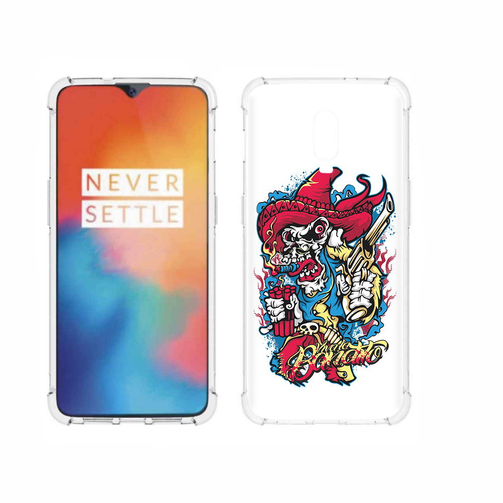

Чехол MyPads Tocco для OnePlus 6T нарисованный скелет с писталетом, Прозрачный, Tocco