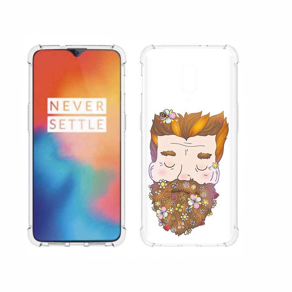 

Чехол MyPads Tocco для OnePlus 6T мужчина с цветами в бороде, Прозрачный, Tocco
