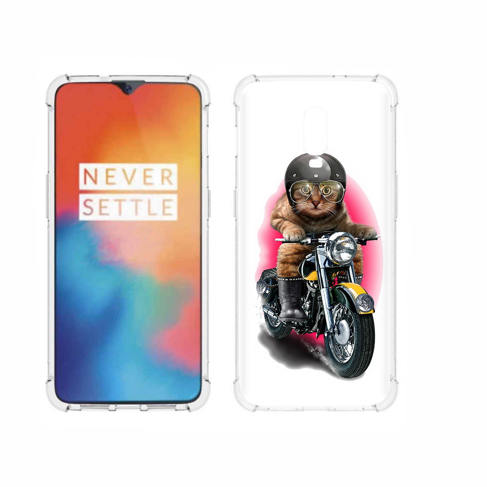

Чехол MyPads Tocco для OnePlus 6T мото-кот, Прозрачный, Tocco