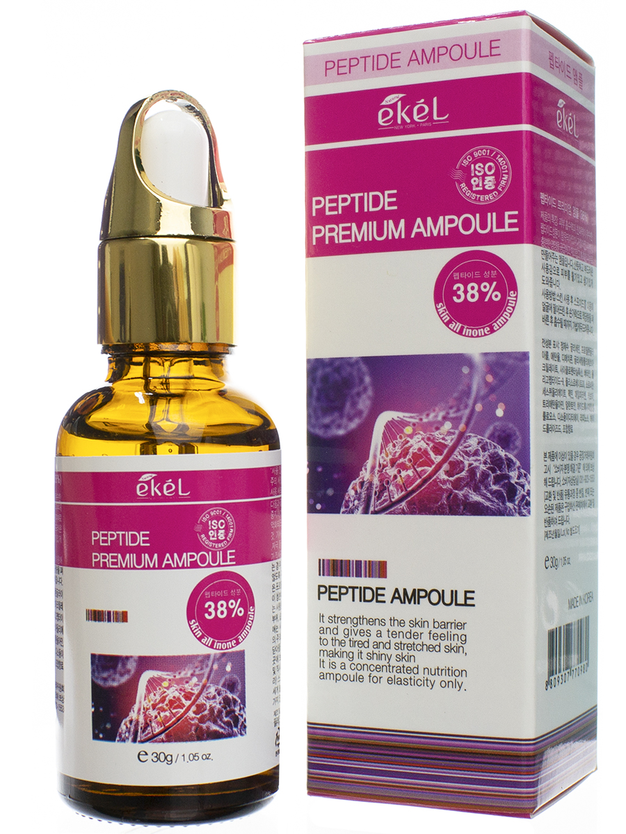 Сыворотка для лица с пептидами Ekel Peptide Premium Ampoule 30 гр lanbena сыворотка антивозрастная для лица с 6 ю пептидами и 24 каратным золотом 15 0