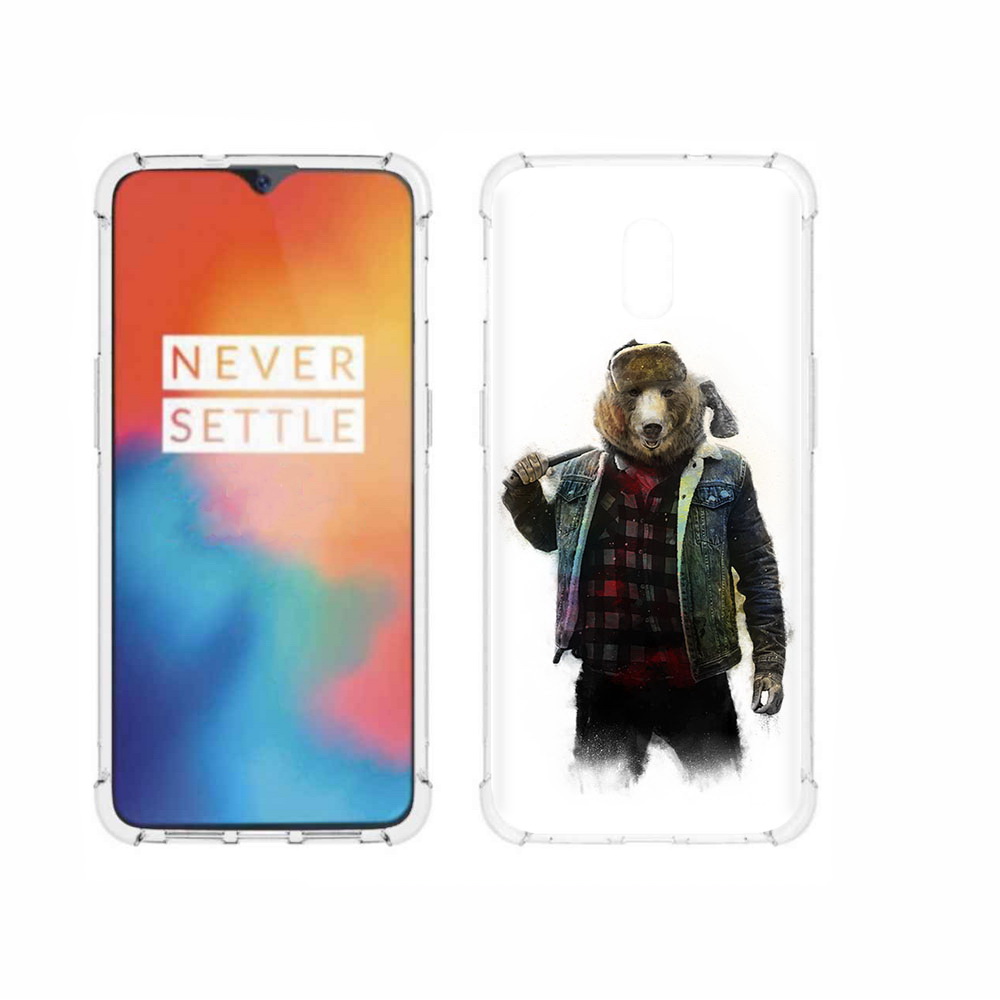 Чехол MyPads Tocco для OnePlus 6T медведь с топором