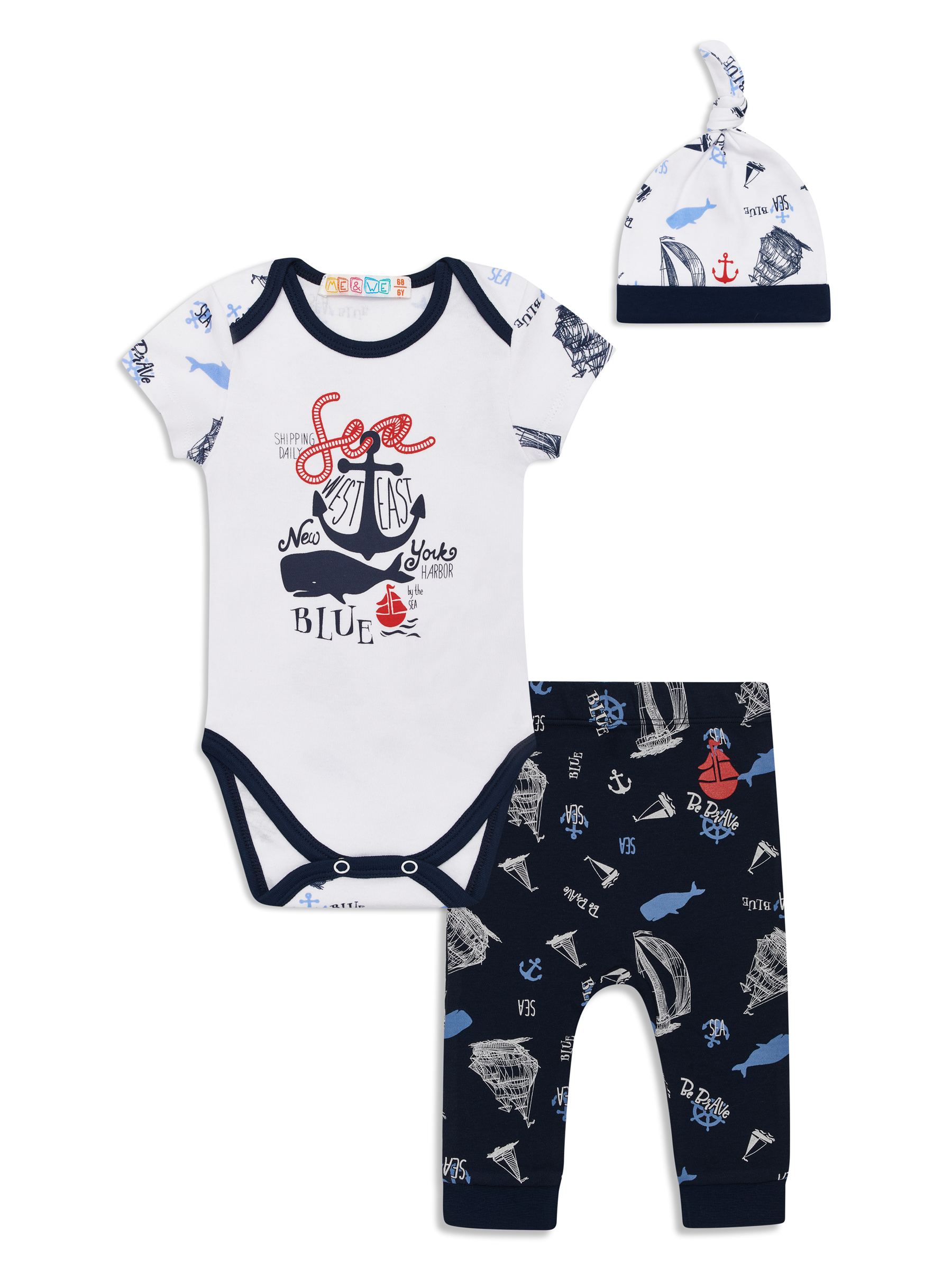 

Комплект одежды новорожденным Me&We NB122-J707-322 Синий-86, NB122-J707-322