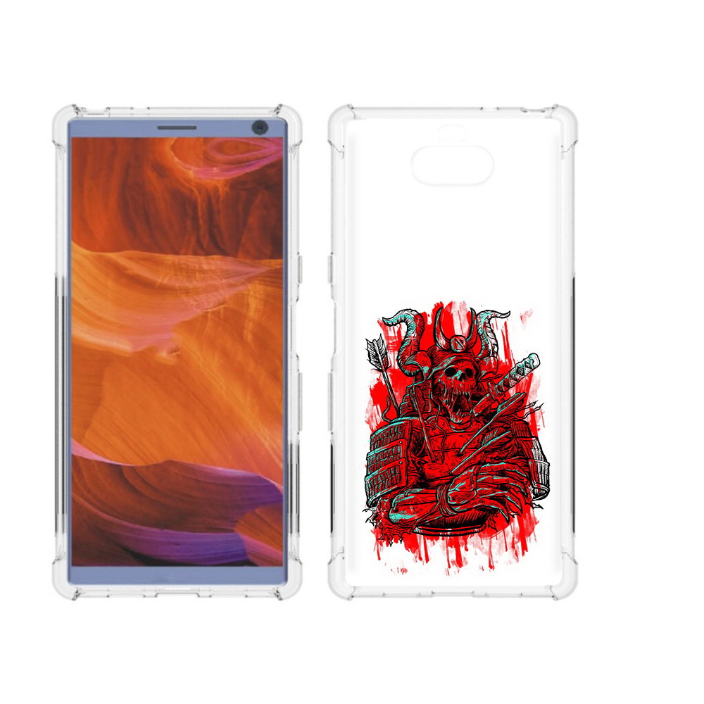 

Чехол MyPads Tocco для Sony Xperia 10 Plus красный скелет воин, Прозрачный, Tocco