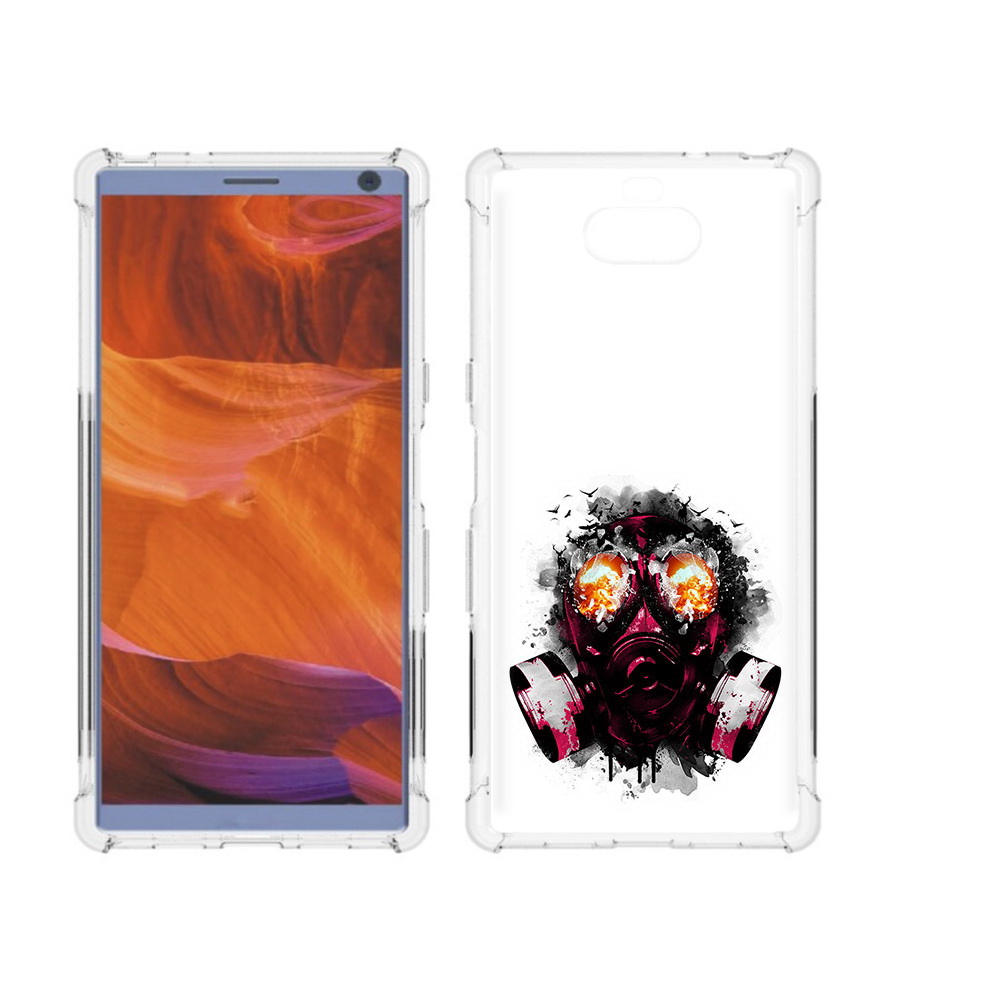 

Чехол MyPads Tocco для Sony Xperia 10 Plus красный противогаз, Прозрачный, Tocco