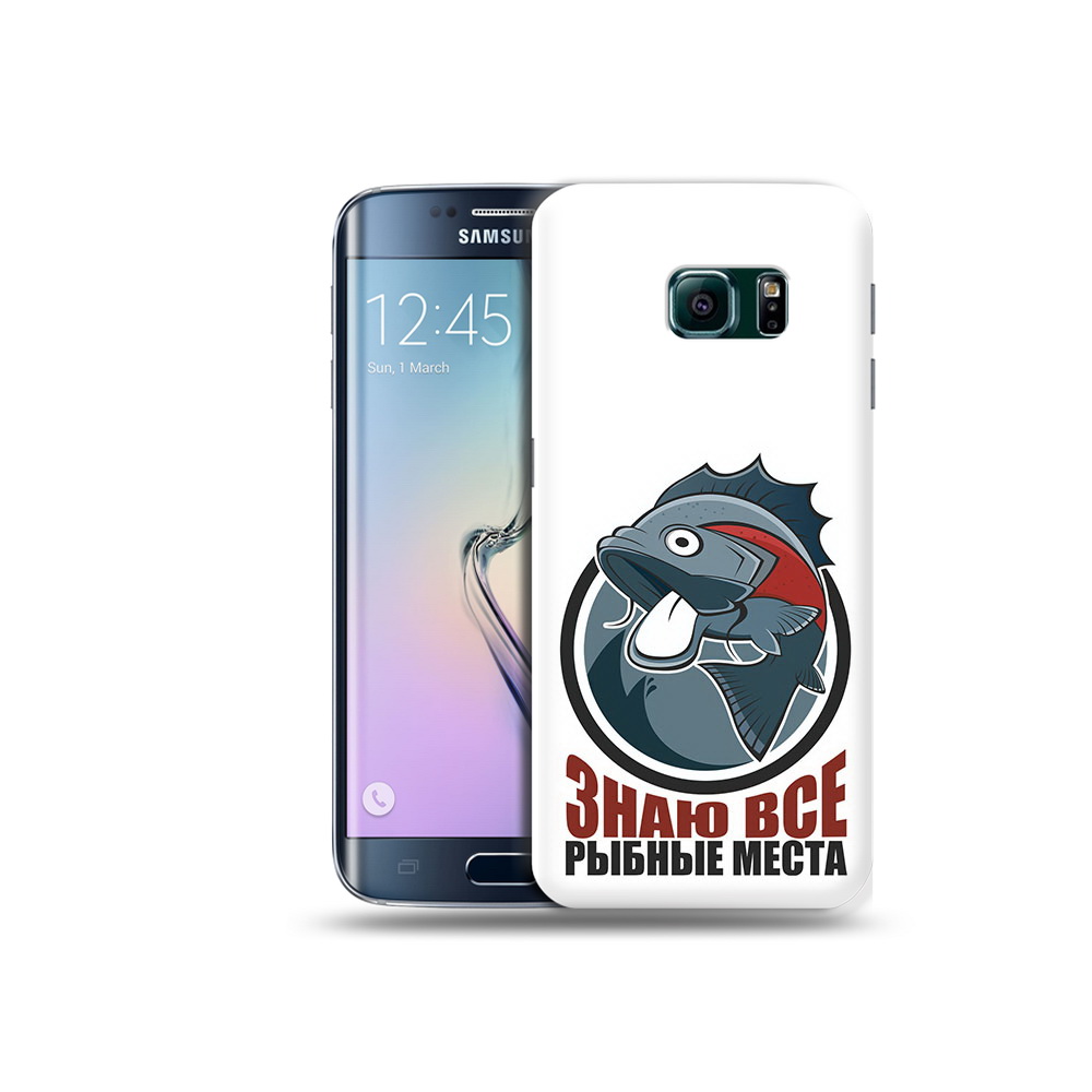 

Чехол MyPads Tocco для Samsung Galaxy S6 Edge знаю все рыбные места, Прозрачный, Tocco