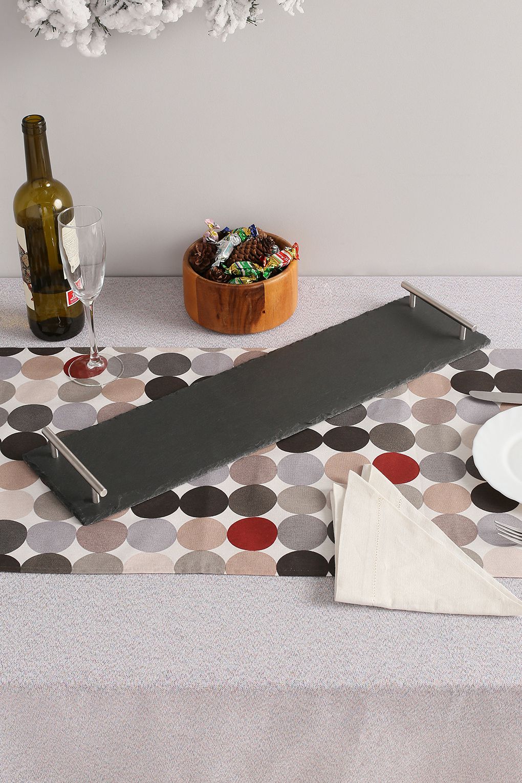 

Блюдо сервировочное Kitchen Craft ARTPLATTER, 60x15 см, черный/серебряный