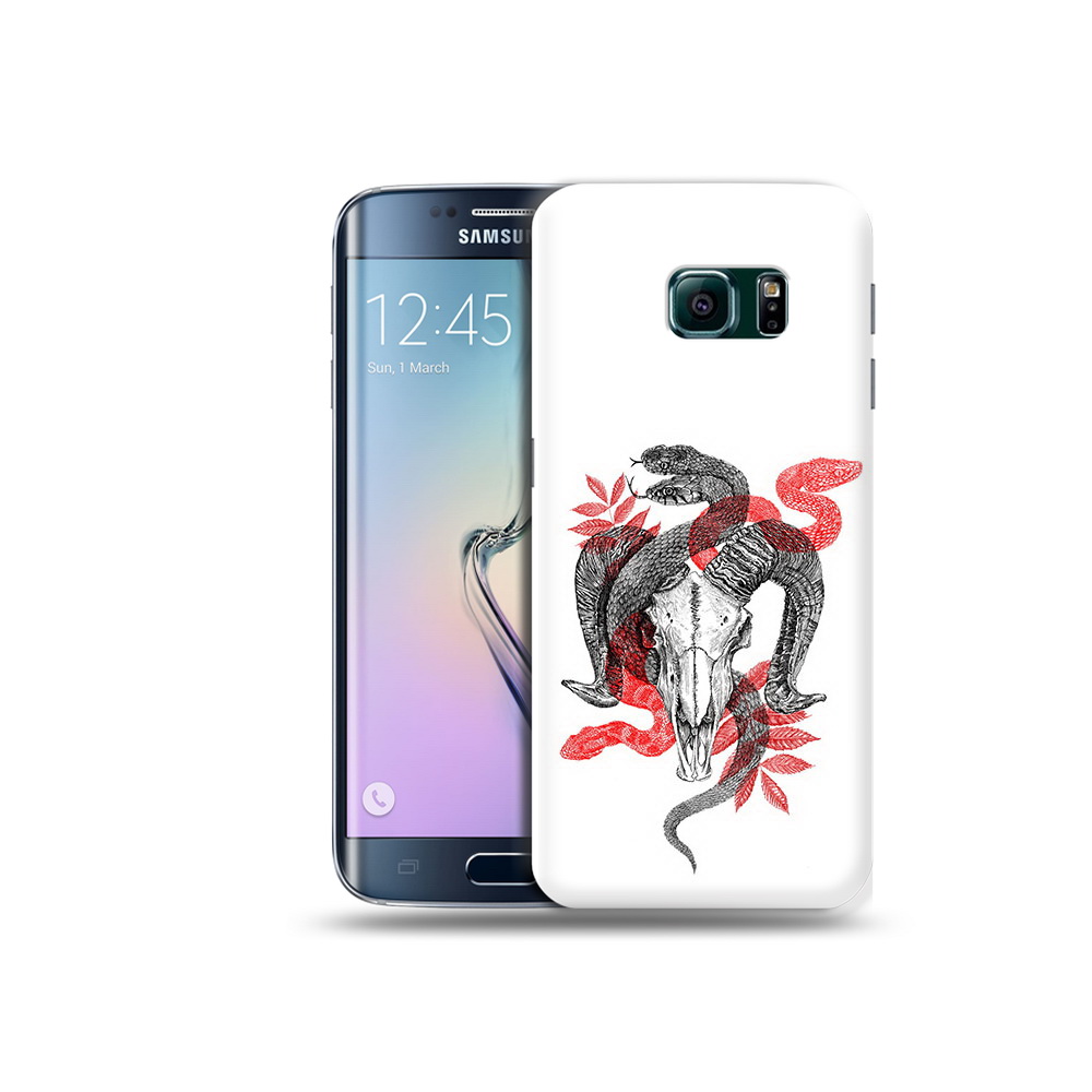 

Чехол MyPads Tocco для Samsung Galaxy S6 Edge змея в черепе рисунок, Прозрачный, Tocco