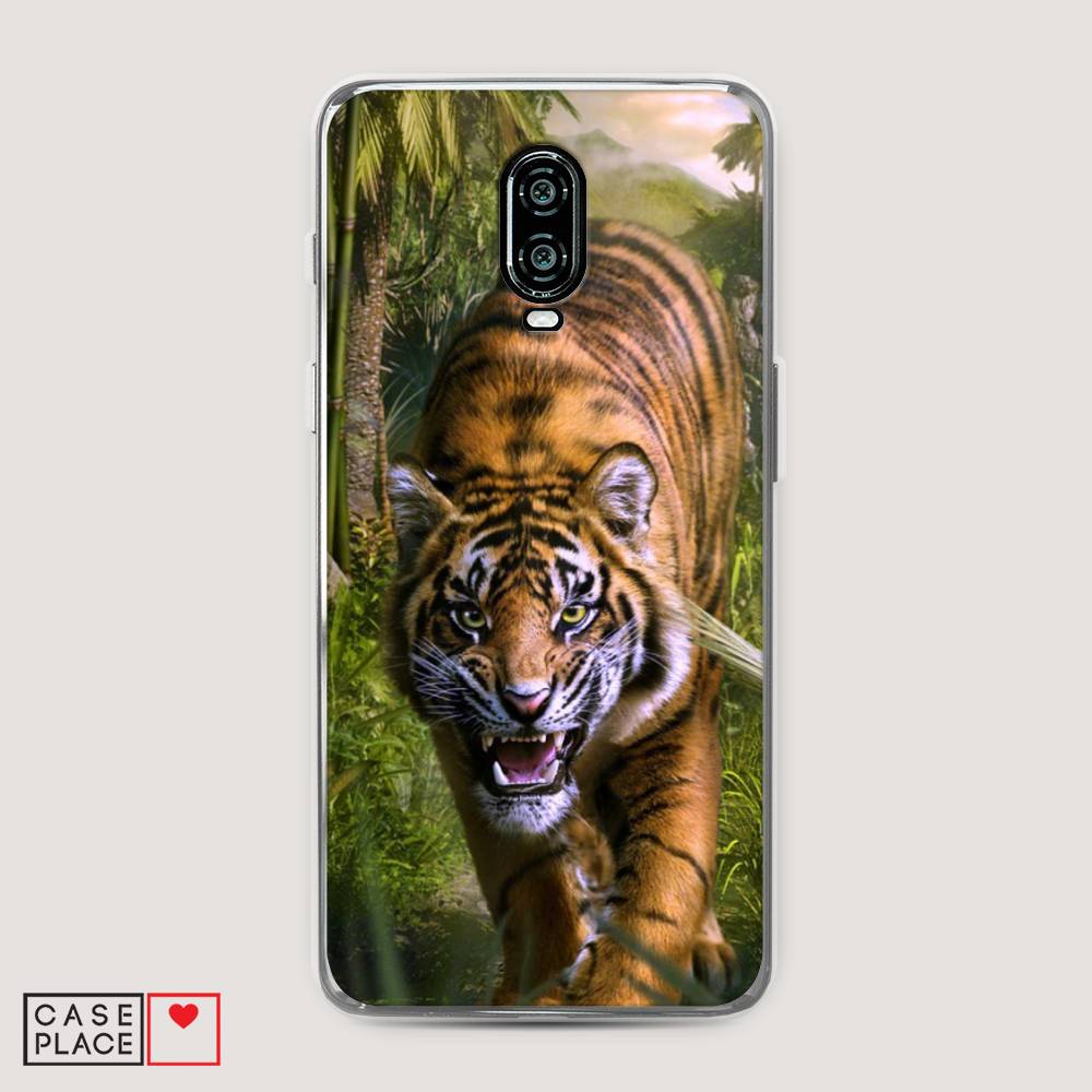 

Чехол на Oneplus 6T "Тигр в джунглях 2", Оранжевый;зеленый, 150650-1