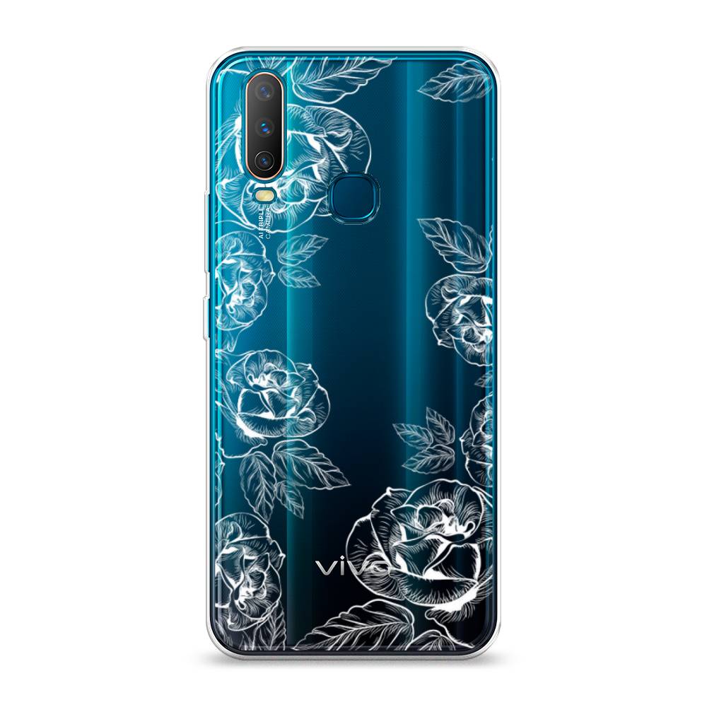 

Чехол на Vivo Y12/Y17 "Розы графика", Черный;серый, 261850-2