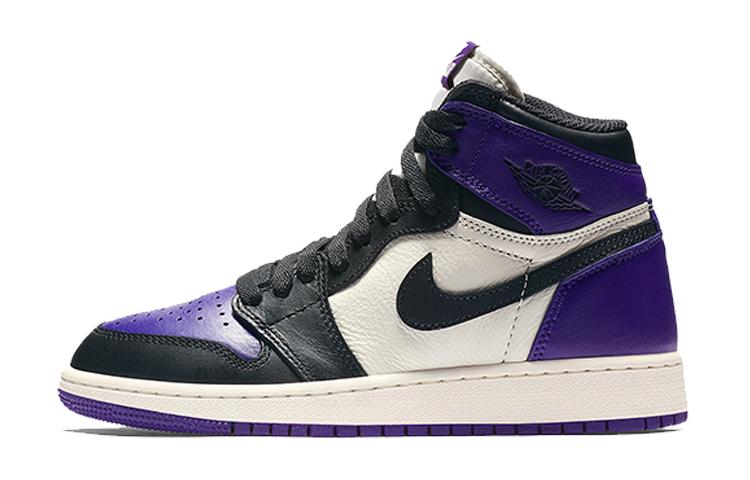 

Кеды унисекс Jordan Air Jordan 1 Retro High Court Purple GS разноцветные 38 EU, Разноцветный, Air Jordan 1 Retro High Court Purple GS