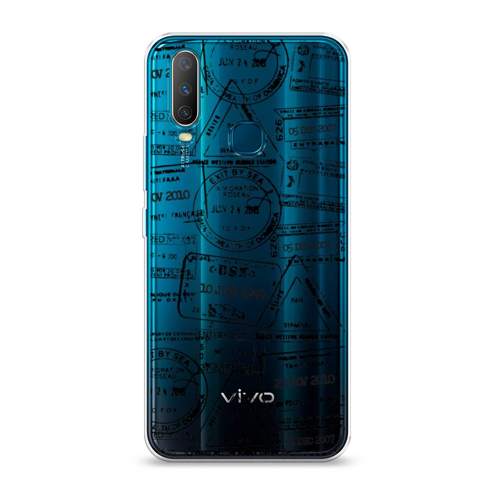 

Чехол на Vivo Y12/Y17 "Visa stamps 2", Белый;черный;серый, 261850-2