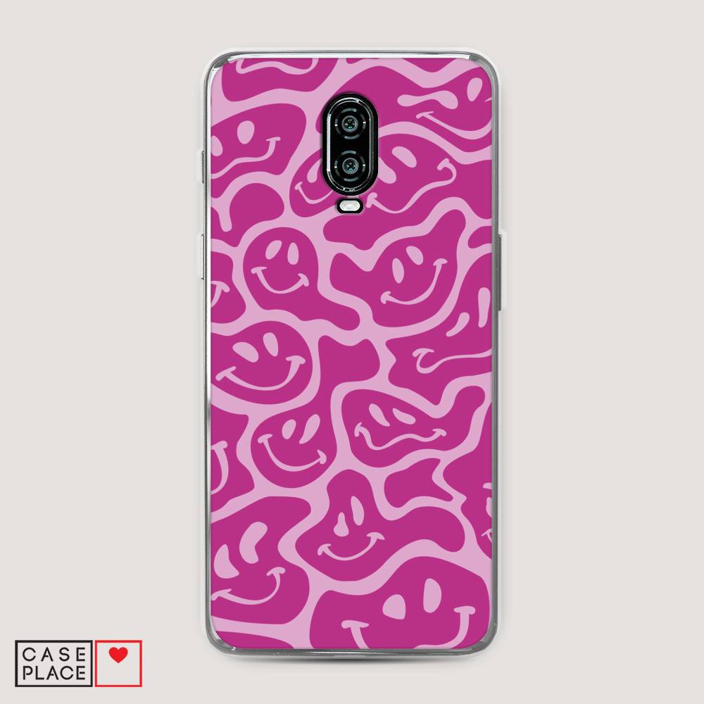 

Чехол на Oneplus 6T "Расплывчатые смайлики розовые", Фиолетовый, 150650-6