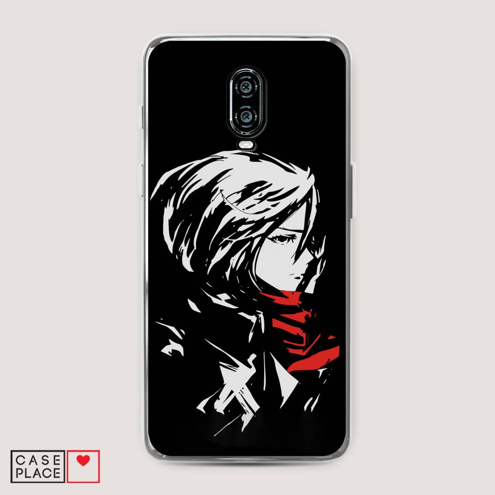 

Чехол на Oneplus 6T "Микаса минимализм", Черный;серый;красный, 150650-4