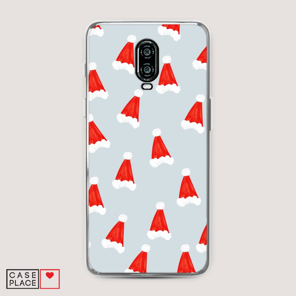 

Чехол на Oneplus 6T "Новогодние шапочки", Белый;красный;серый, 150650-5