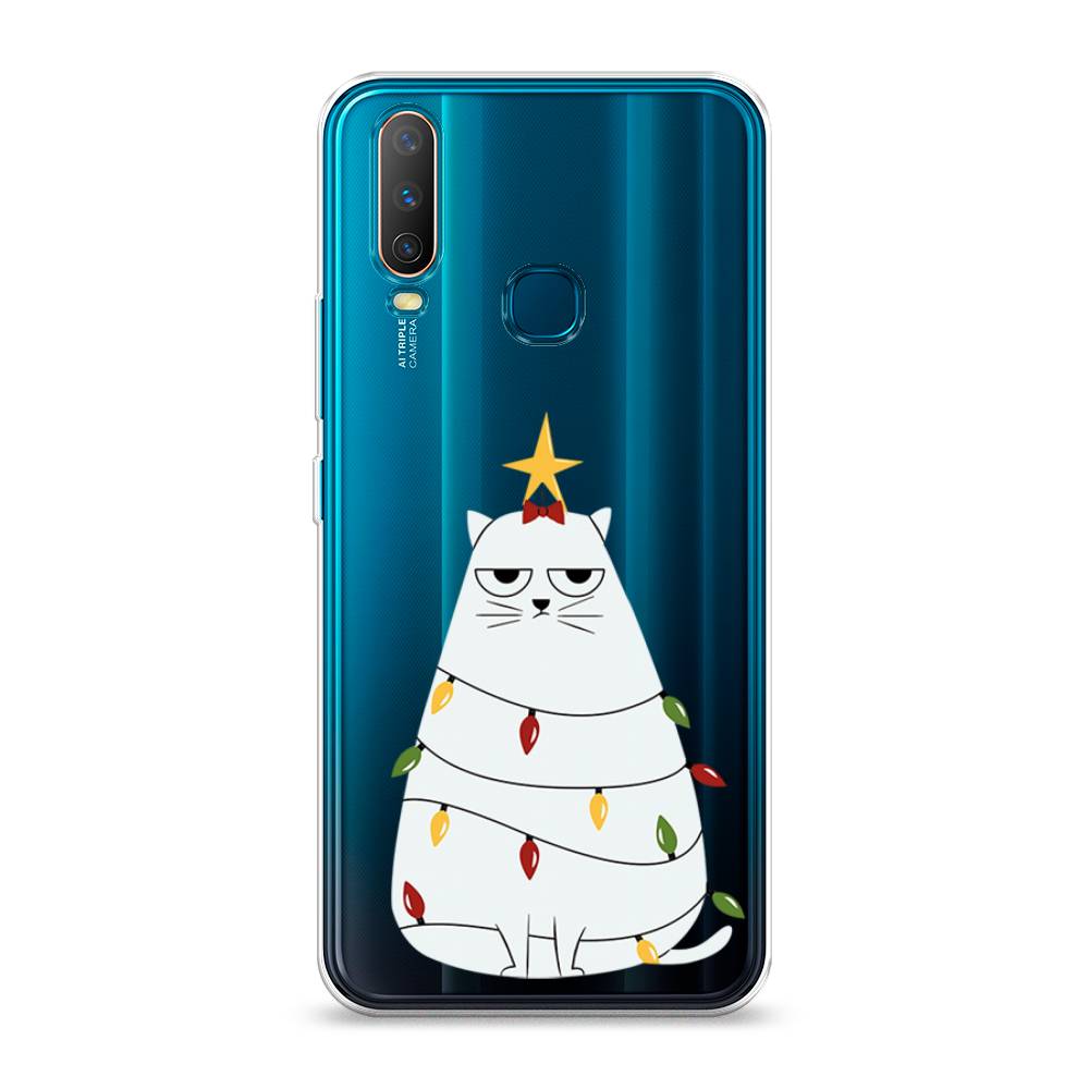 

Чехол на Vivo Y12/Y17 "Котик в гирлянде", Белый;красный;желтый, 261850-1