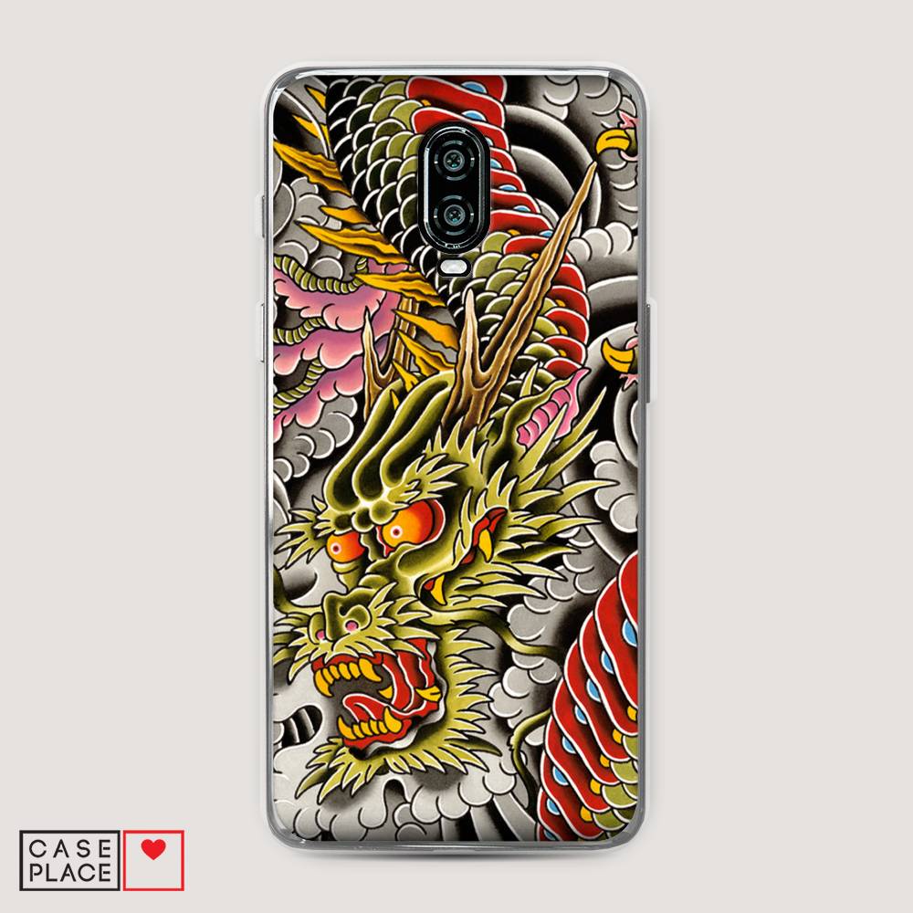 

Чехол на Oneplus 6T "Японский дракон", Желтый;розовый;красный, 150650-4