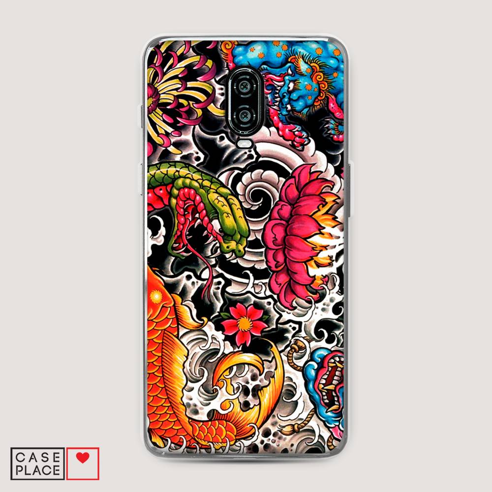 

Чехол на Oneplus 6T "Японское искусство", Красный;оранжевый;голубой, 150650-4
