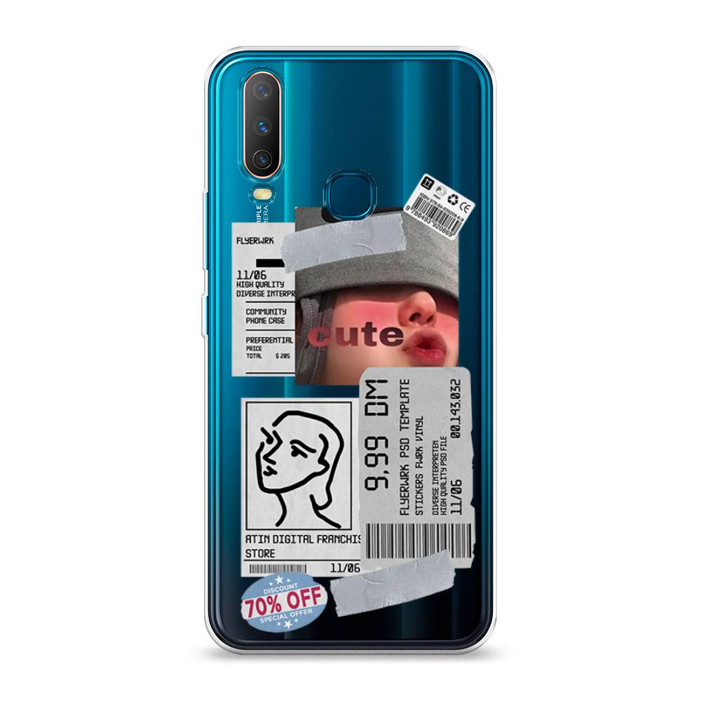

Чехол на Vivo Y12/Y17 "Cute girl collage", Розовый;серый;голубой, 261850-6