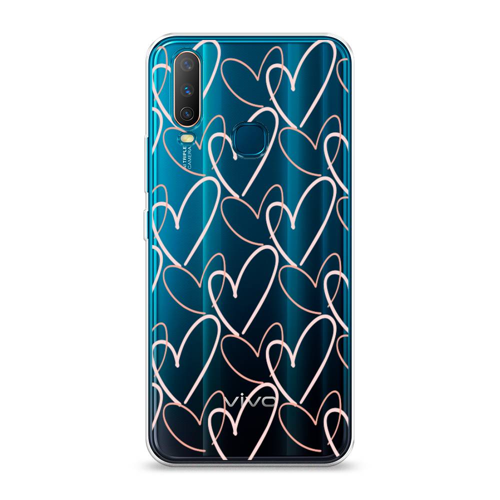 

Чехол на Vivo Y12/Y17 "Узор из сердечек", Розовый;бежевый, 261850-6