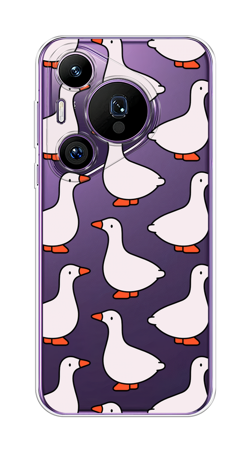 

Чехол на Huawei Pura 70 Pro/70 Pro Plus "Гуси", Прозрачный;белый;оранжевый, 6124150-1