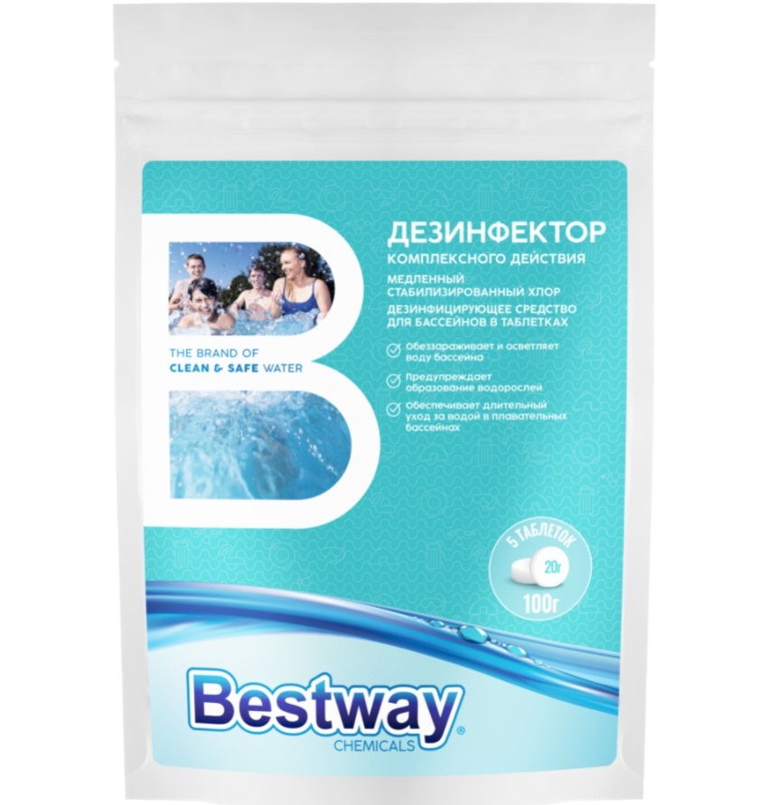 фото Дезинфектор для бассейнов bestway chemicals хлор в таблетках 20 г х 5 шт