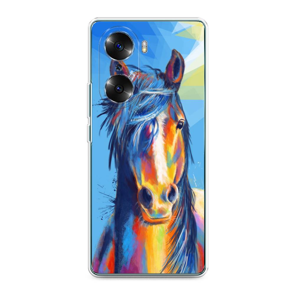 

Чехол на Honor 60 "Лошадь арт 3", Голубой;желтый;синий, 6106650-1