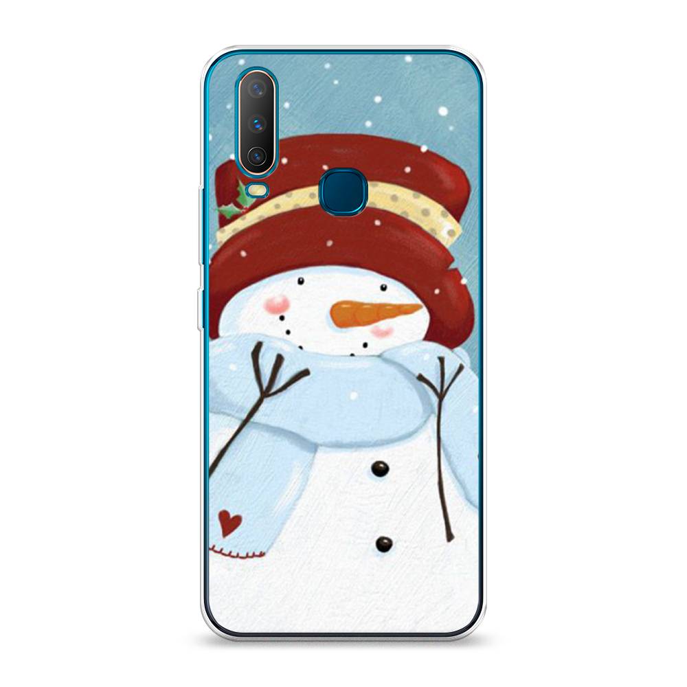

Чехол для Vivo Y12/Y17 "Застенчивый снеговик", Голубой;белый;красный, 261850-5