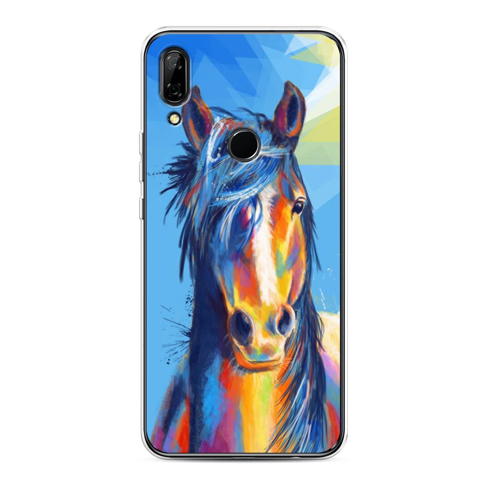 

Чехол на Honor 9X "Лошадь арт 3", Голубой;желтый;синий, 69450-1