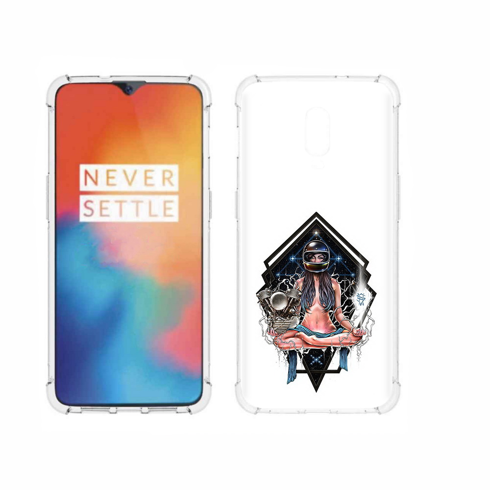

Чехол MyPads Tocco для OnePlus 6T красивая девушка в шлеме, Прозрачный, Tocco