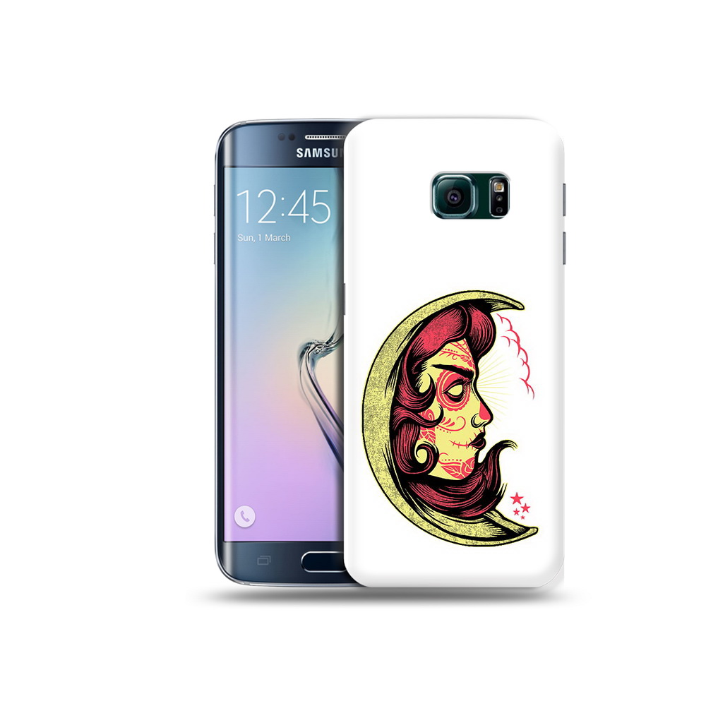

Чехол MyPads Tocco для Samsung Galaxy S6 Edge желтый полумесяц с лицом девушки, Прозрачный, Tocco