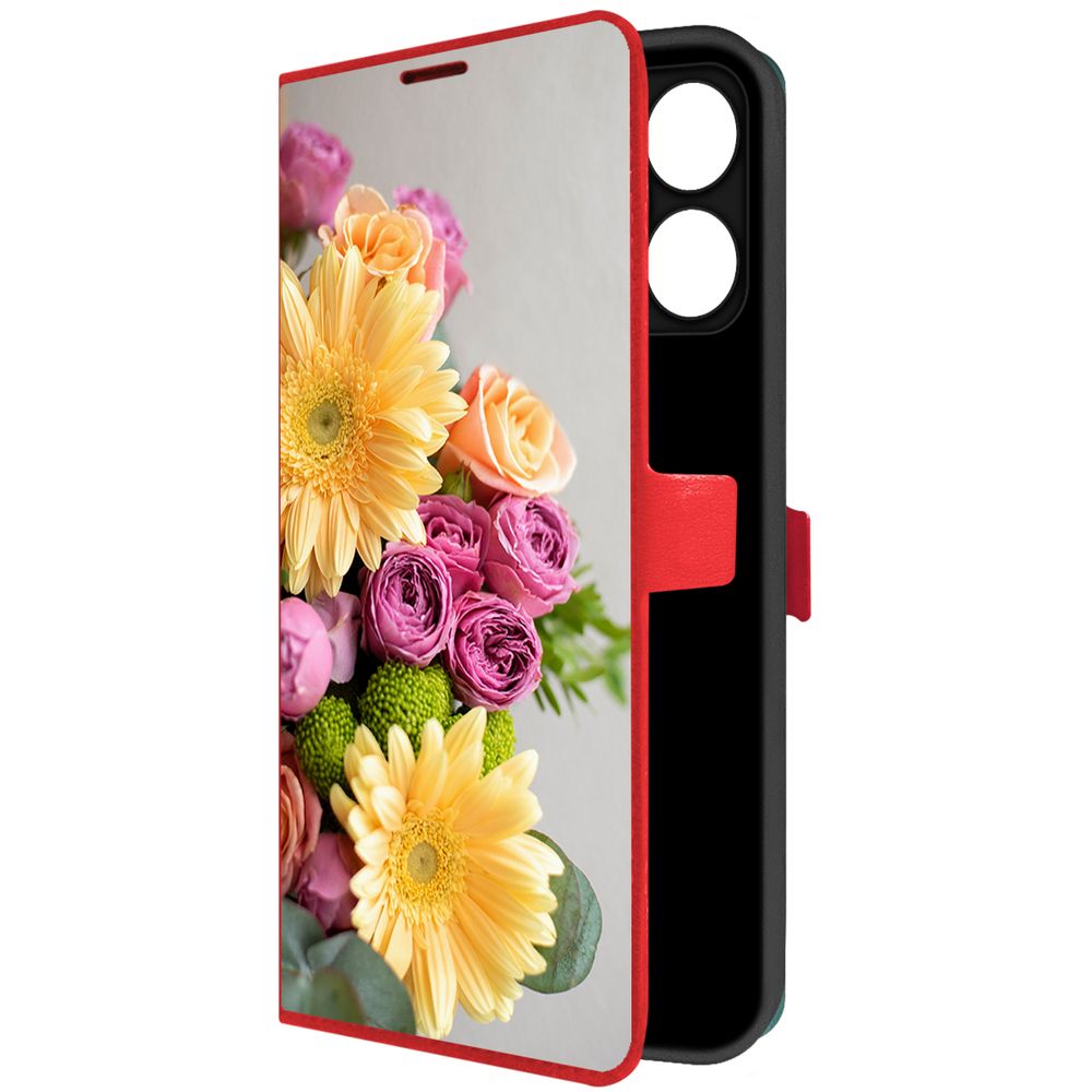 

Чехол-книжка Krutoff Eco Book для Realme Note 50 Букет (красный)