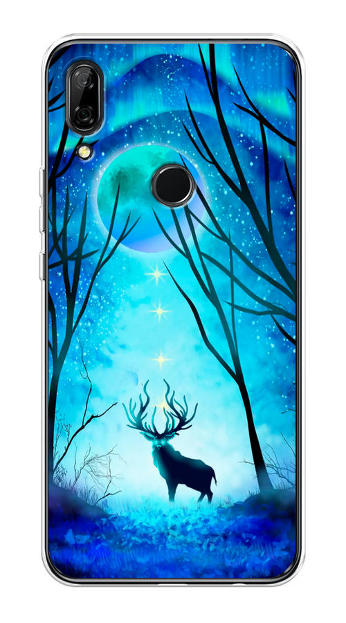 

Чехол на Honor 9X/Huawei P Smart Z "Олень северное сияние", Синий;черный;голубой, 69450-1
